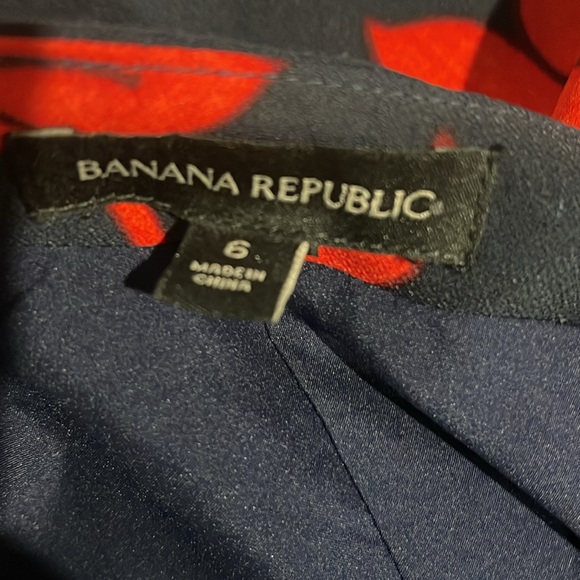 Banana Republic Floral Flare Skirt, Polyester, Lined, Navy Combo, Size 6 - Picture 6 of 8